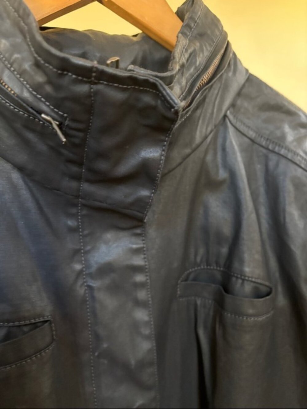 [New] Eileen Fisher (M) Black Waxed Organic Cotton Stretch Twill Hooded Jacket - Picture 6 of 12